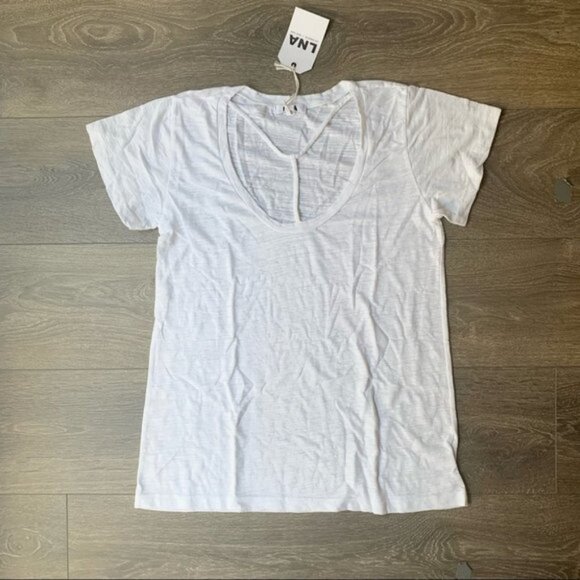 Revolve LNA Bondage Strap Tee T-Shirt White Short Sleeve Relaxed fit Strappy S - Picture 2 of 10